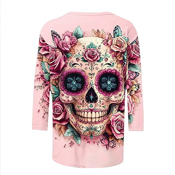 トップス 20AW SKULL FLOWER long shirt Flower Skull Long Sleeve T-Shirt Sugar Skull Calavera Dia de